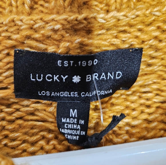 Lucky Brand Cable Knit Sweater in Warm Amber SIZE MEDIUM NWT - Picture 5 of 11